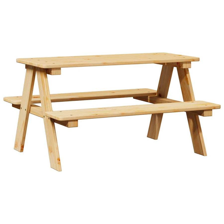 Kindertafel met banken 90x79,5x50 cm massief hout