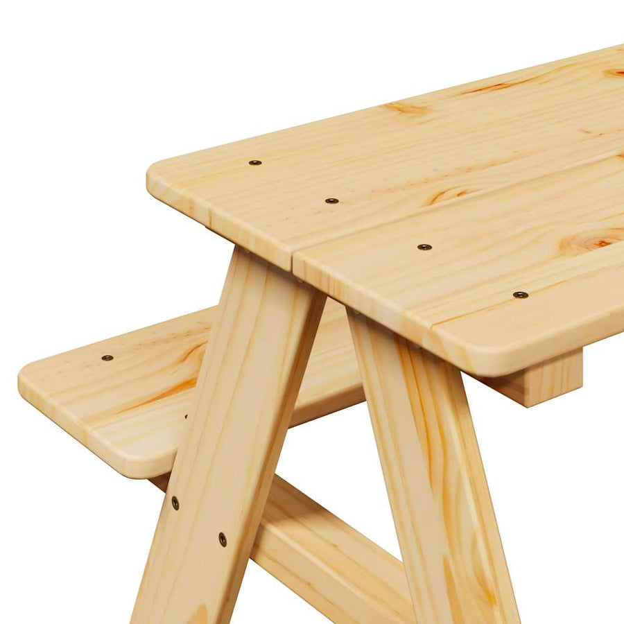Kindertafel met banken 90x79,5x50 cm massief hout
