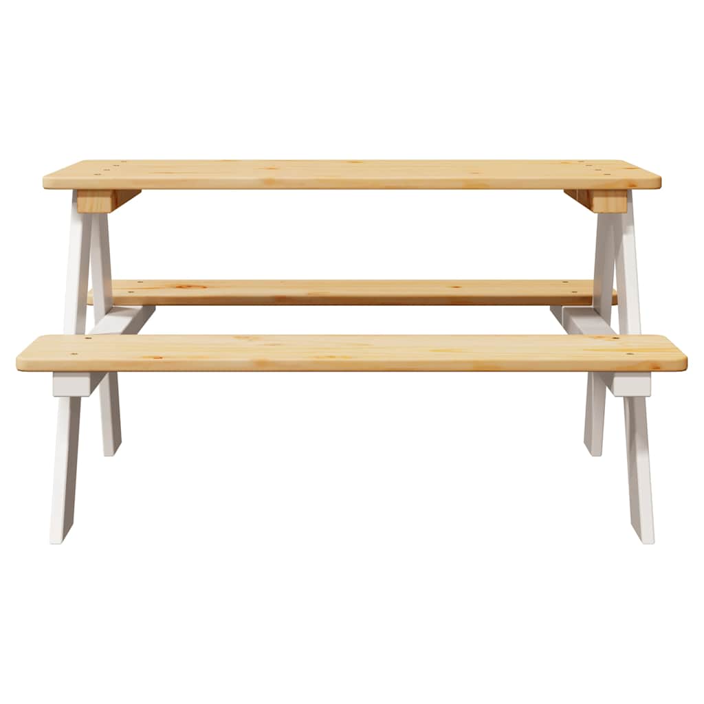 Kindertafel Met Banken Irun 90X79,5X50Cm Massief Hout Wit