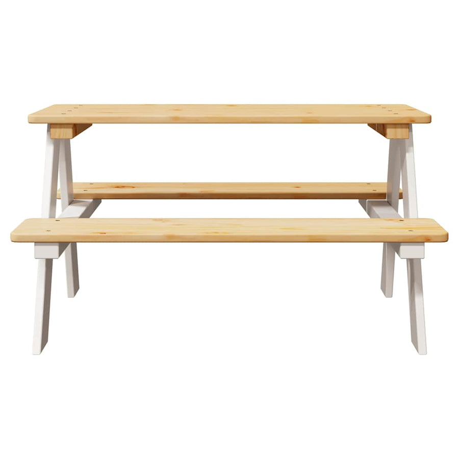 Kindertafel Met Banken Irun 90X79,5X50Cm Massief Hout Wit