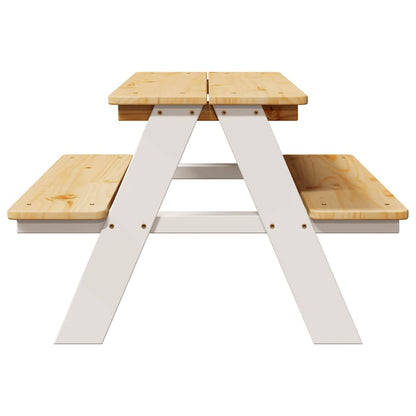 Kindertafel Met Banken Irun 90X79,5X50Cm Massief Hout Wit