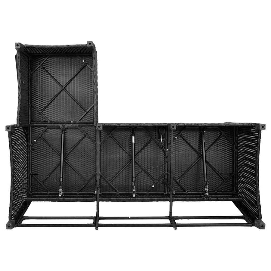3-delige Tuinbankstel met kussens L-vormig poly rattan zwart