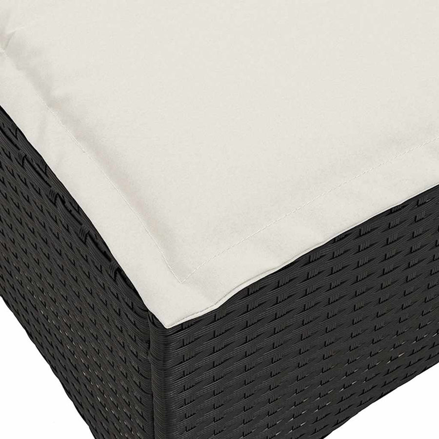 3-delige Tuinbankstel met kussens L-vormig poly rattan zwart