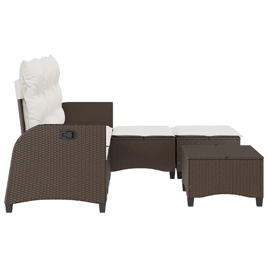 3-delige Tuinbankstel met kussens L-vormig poly rattan bruin