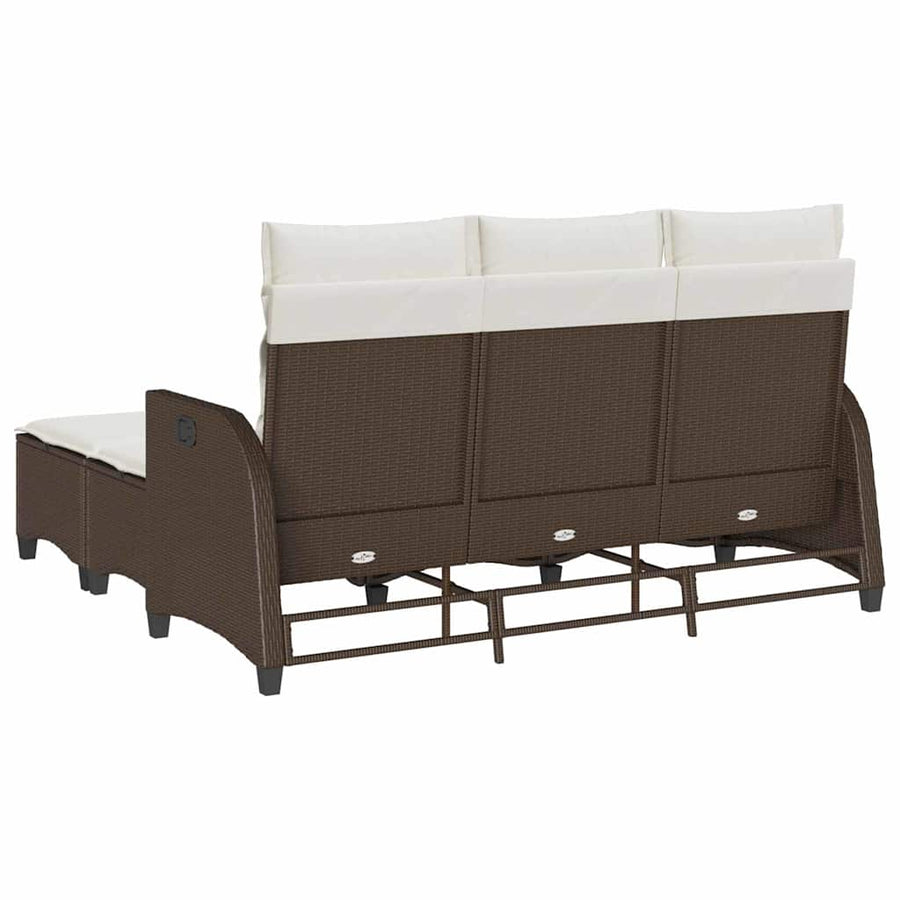 3-delige Tuinbankstel met kussens L-vormig poly rattan bruin
