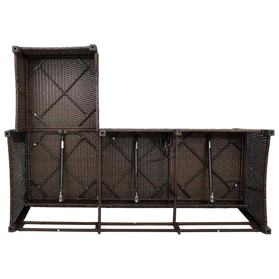3-delige Tuinbankstel met kussens L-vormig poly rattan bruin