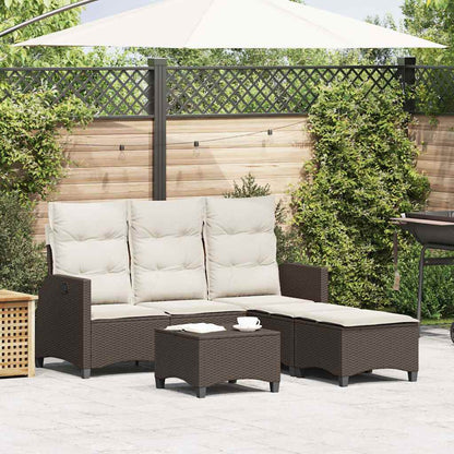 3-delige Tuinbankstel met kussens L-vormig poly rattan bruin