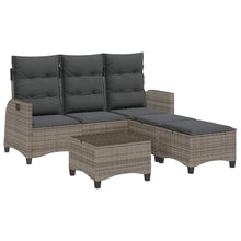 3-delige Tuinbankstel met kussens L-vormig poly rattan grijs