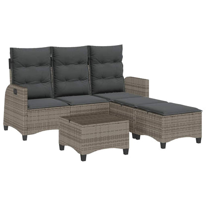 3-delige Tuinbankstel met kussens L-vormig poly rattan grijs