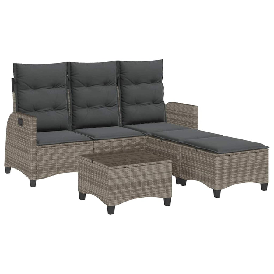 3-delige Tuinbankstel met kussens L-vormig poly rattan grijs