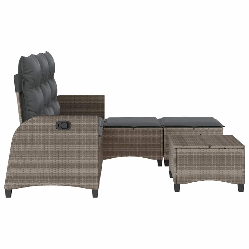 3-delige Tuinbankstel met kussens L-vormig poly rattan grijs