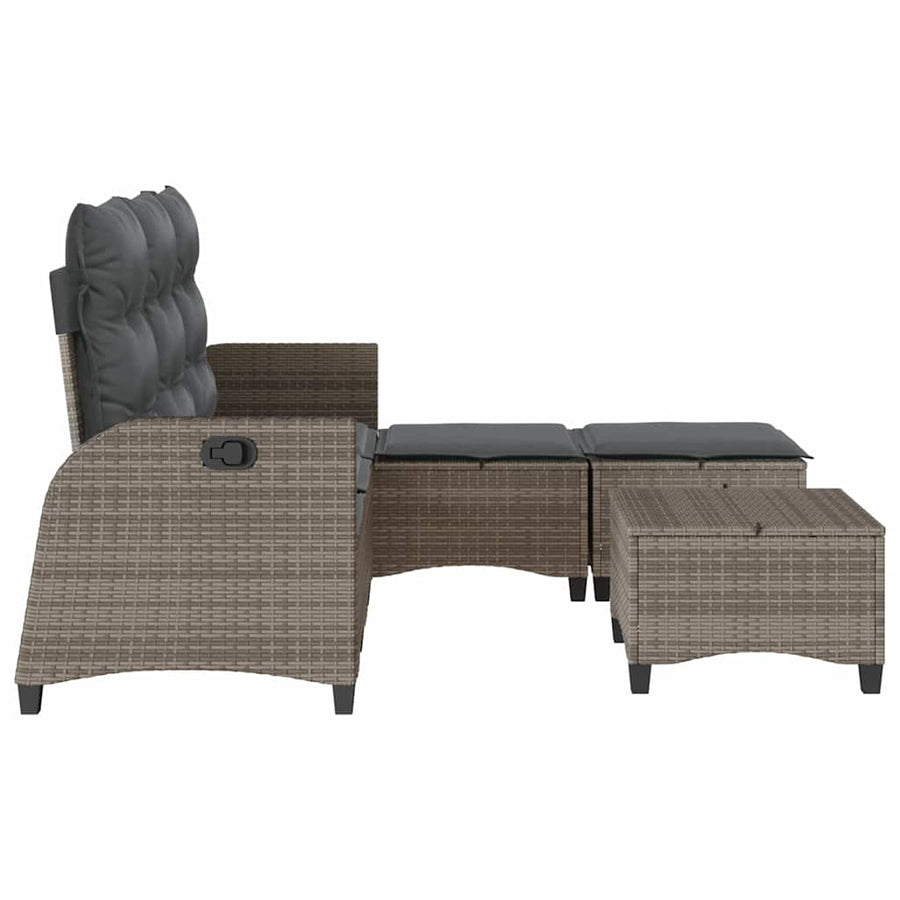 3-delige Tuinbankstel met kussens L-vormig poly rattan grijs