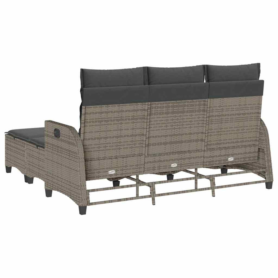 3-delige Tuinbankstel met kussens L-vormig poly rattan grijs