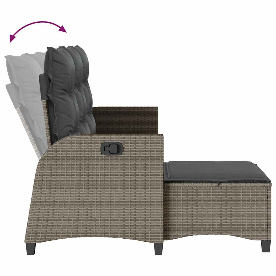 3-delige Tuinbankstel met kussens L-vormig poly rattan grijs