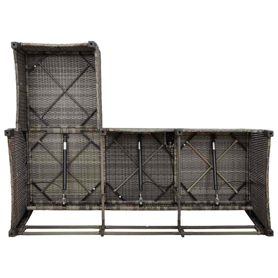 3-delige Tuinbankstel met kussens L-vormig poly rattan grijs