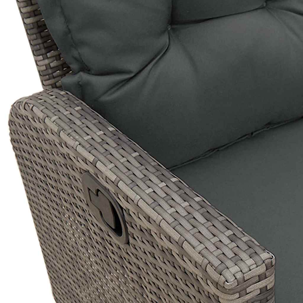 3-delige Tuinbankstel met kussens L-vormig poly rattan grijs