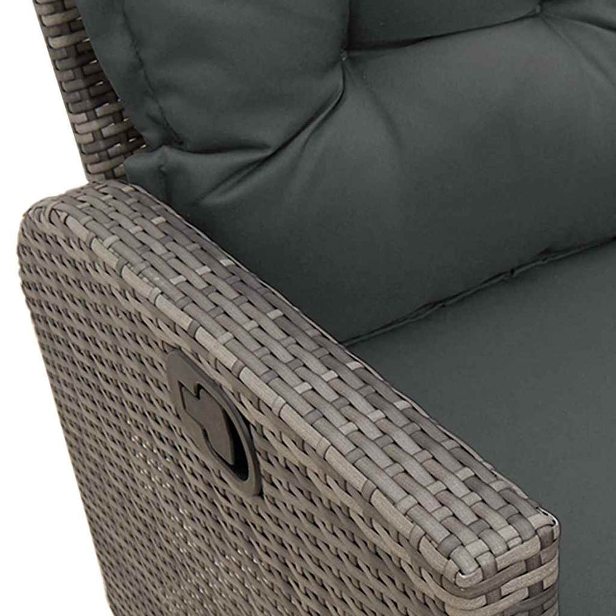 3-delige Tuinbankstel met kussens L-vormig poly rattan grijs