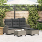 Tuinbankstel L-vormig poly rattan grijs 176x138x83 cm