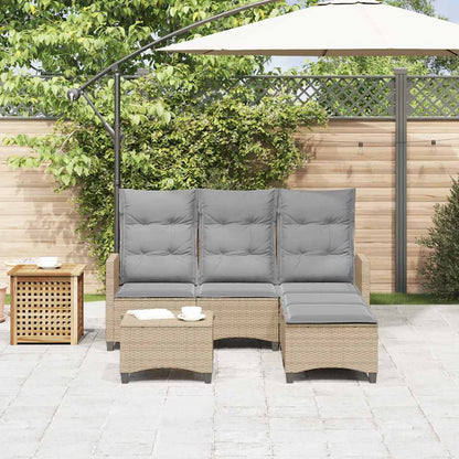 3-delige Tuinbankstel met kussens L-vormig beige poly rattan