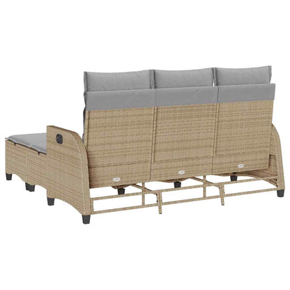 3-delige Tuinbankstel met kussens L-vormig beige poly rattan