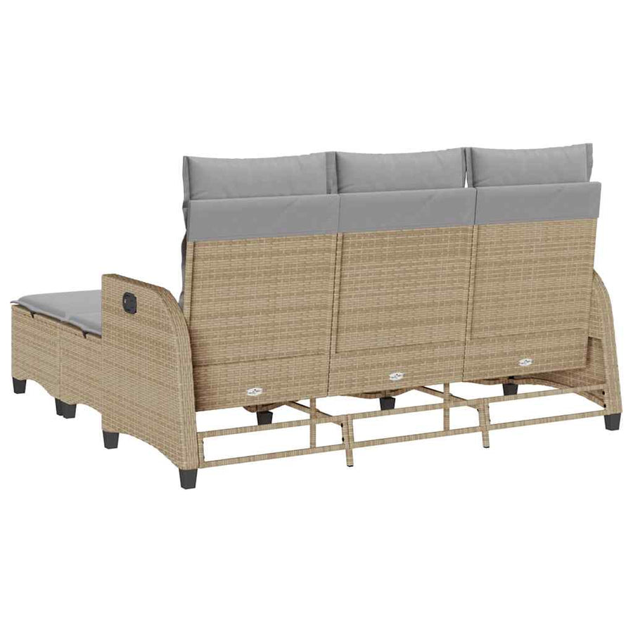 3-delige Tuinbankstel met kussens L-vormig beige poly rattan