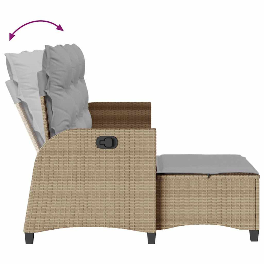 3-delige Tuinbankstel met kussens L-vormig beige poly rattan