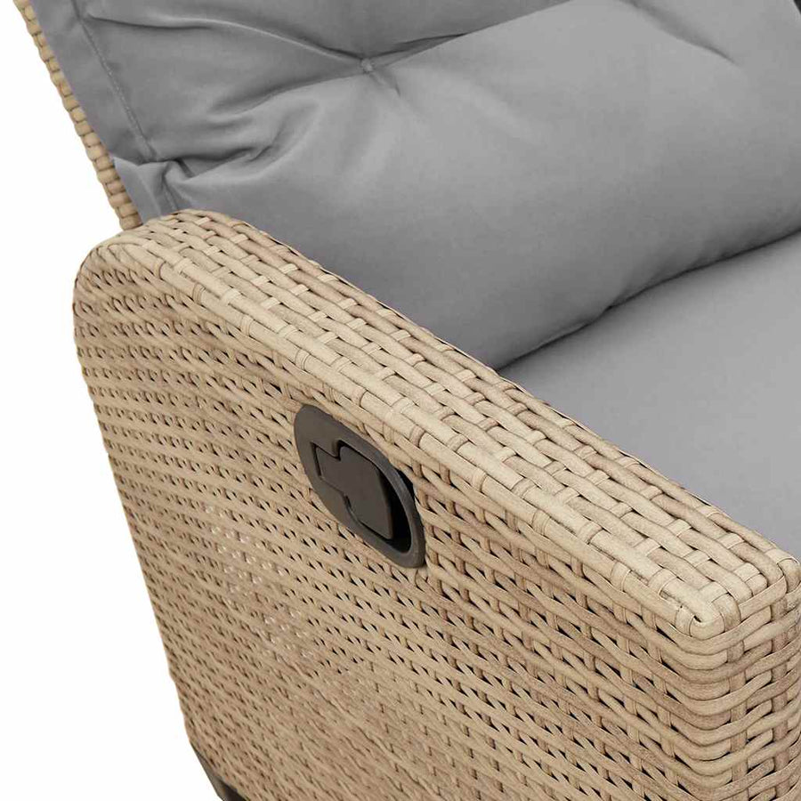 3-delige Tuinbankstel met kussens L-vormig beige poly rattan