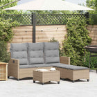 Tuinset L-vormig poly rattan beige 176x138 cm