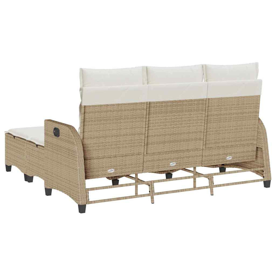 3-delige Tuinbankstel met kussens L-vormig beige poly rattan
