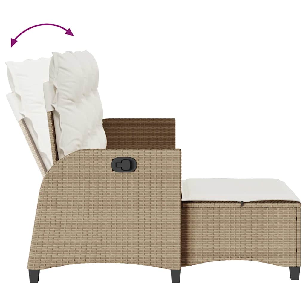 3-delige Tuinbankstel met kussens L-vormig beige poly rattan