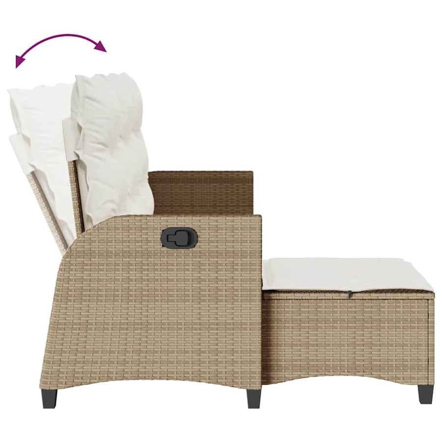 3-delige Tuinbankstel met kussens L-vormig beige poly rattan