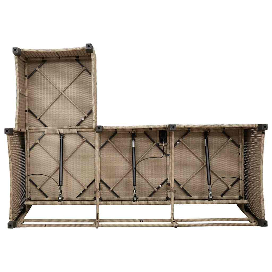 3-delige Tuinbankstel met kussens L-vormig beige poly rattan