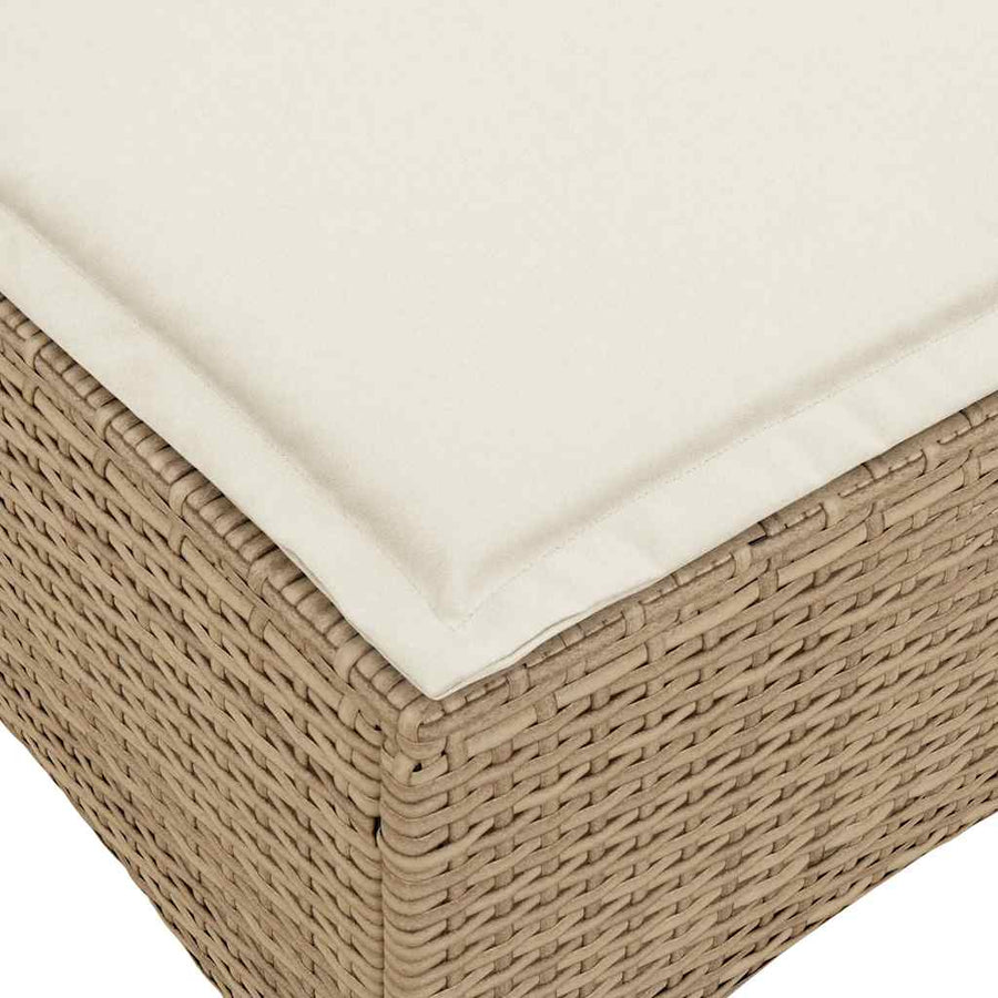 3-delige Tuinbankstel met kussens L-vormig beige poly rattan
