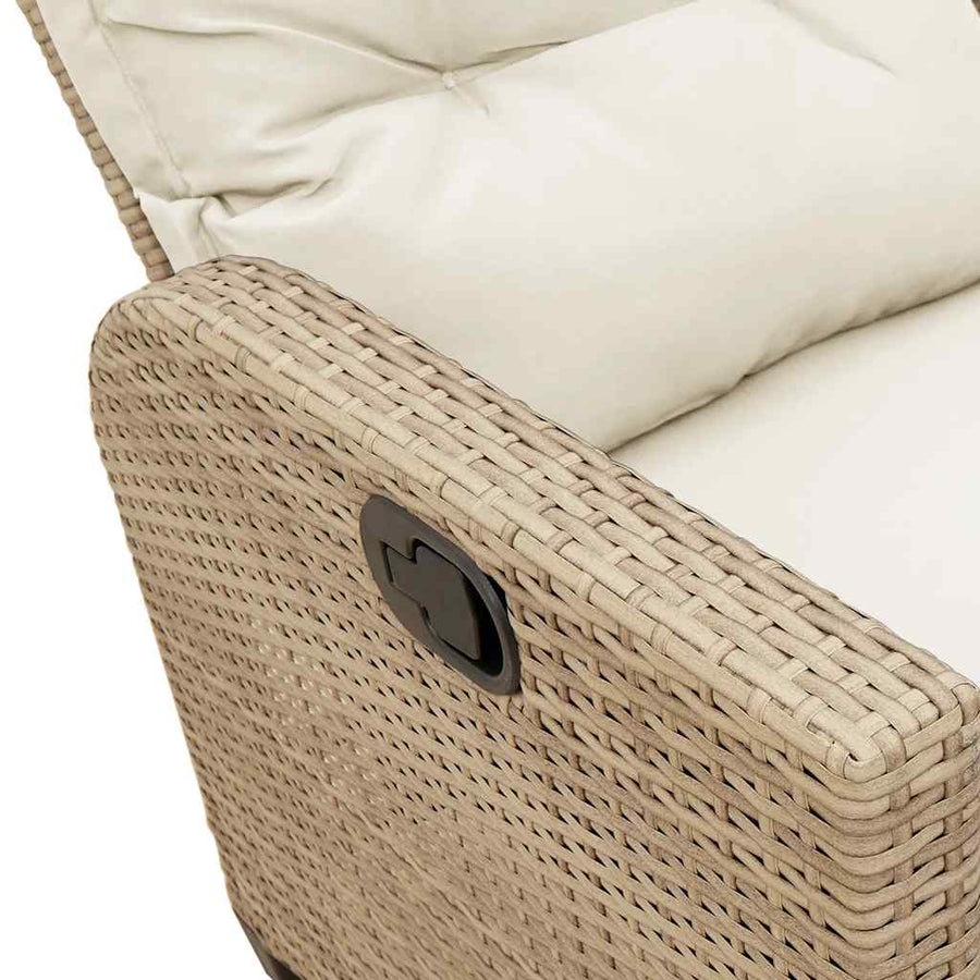 3-delige Tuinbankstel met kussens L-vormig beige poly rattan
