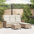 Tuinbankstel L-vormig poly rattan beige 176x138x91 cm