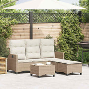 Tuinbankstel L-vormig poly rattan beige 176x138x91 cm