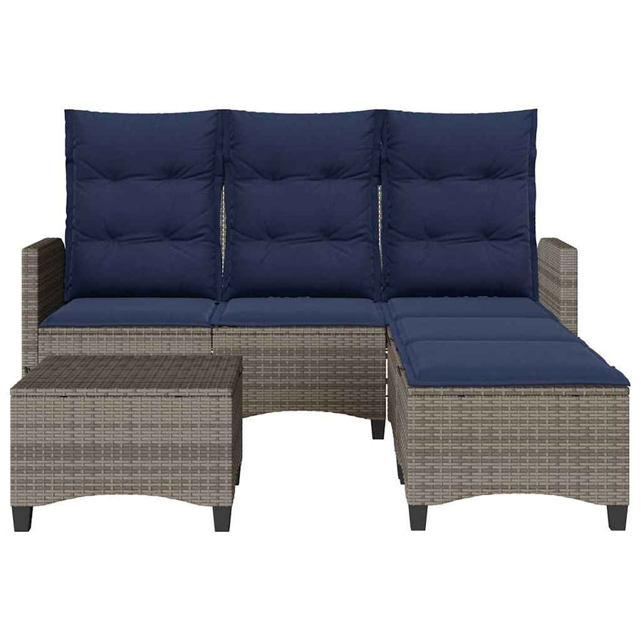 3-delige Tuinbankstel met kussens L-vormig poly rattan grijs