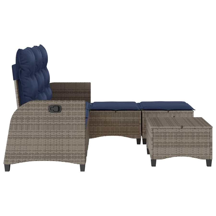 3-delige Tuinbankstel met kussens L-vormig poly rattan grijs