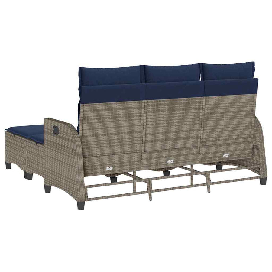 3-delige Tuinbankstel met kussens L-vormig poly rattan grijs