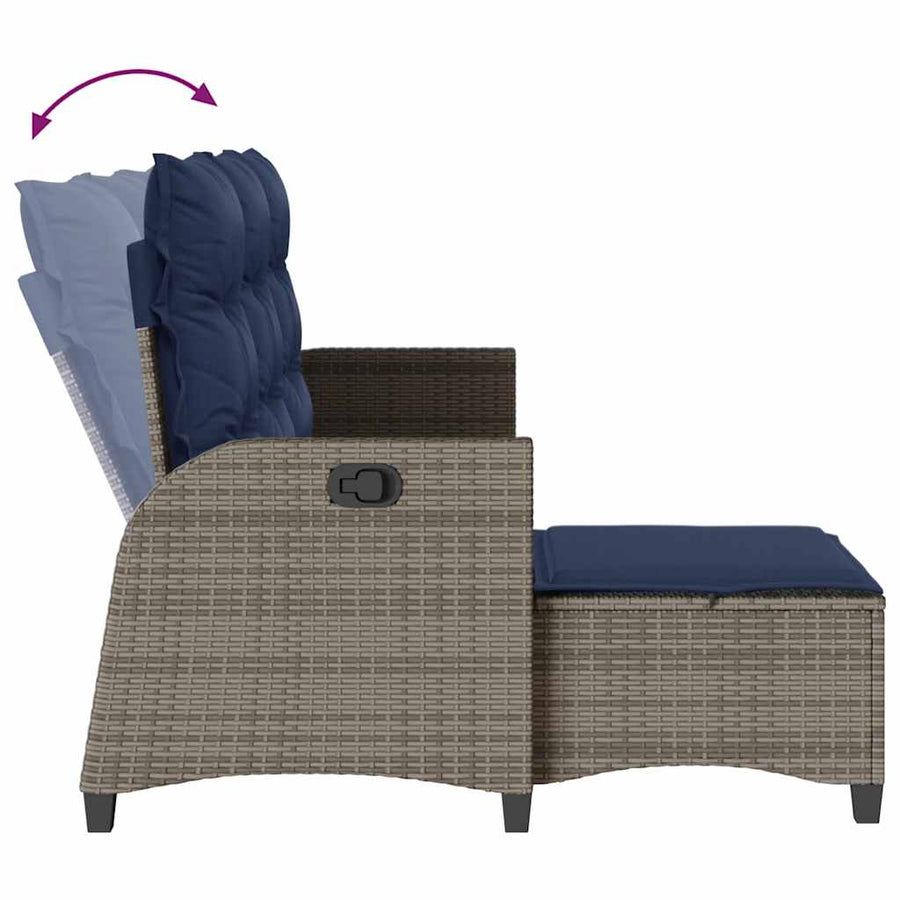 3-delige Tuinbankstel met kussens L-vormig poly rattan grijs