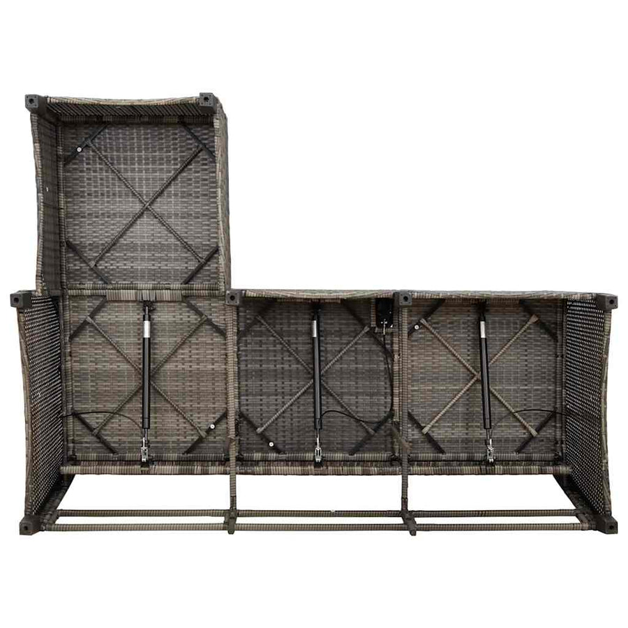 3-delige Tuinbankstel met kussens L-vormig poly rattan grijs