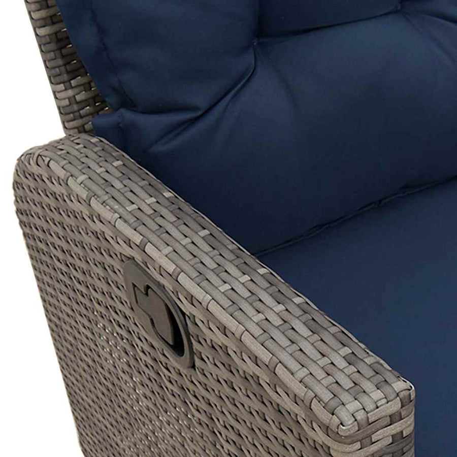 3-delige Tuinbankstel met kussens L-vormig poly rattan grijs