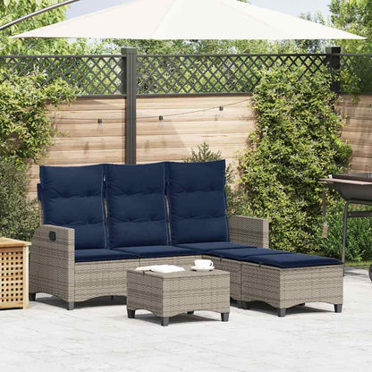 3-delige Tuinbankstel met kussens L-vormig poly rattan grijs
