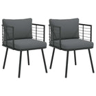 Tuinstoelen 2 st poly rattan zwart met kussens