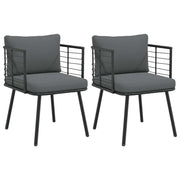 Garden chairs 2 pcs with cushions poly rattan black
