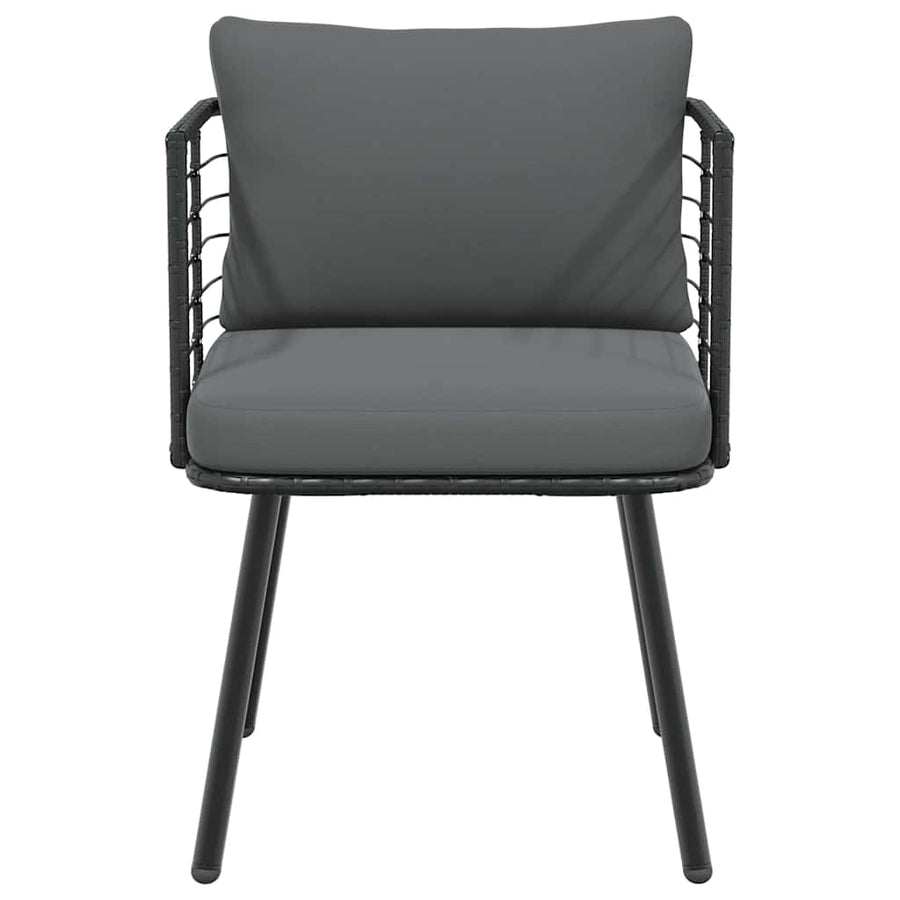 Tuinstoelen 2 st met kussens poly rattan zwart