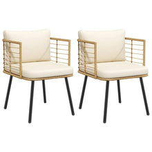 Tuinstoelen 2 st met kussens poly rattan naturel