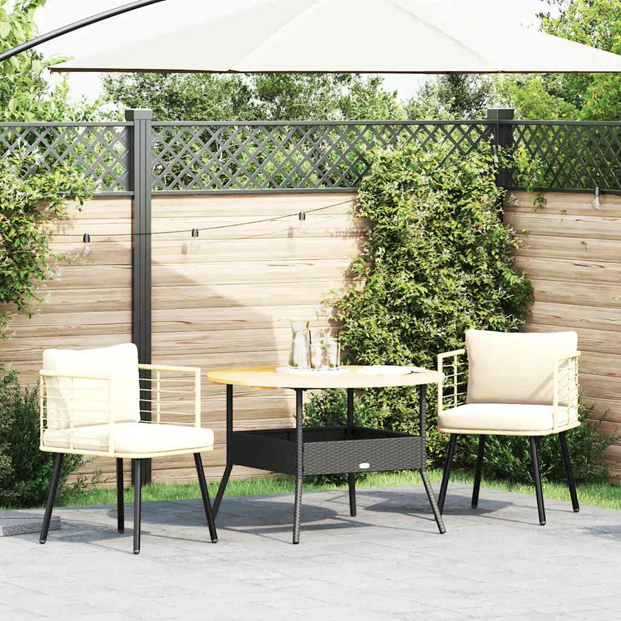 Tuinstoelen 2 st met kussens poly rattan naturel