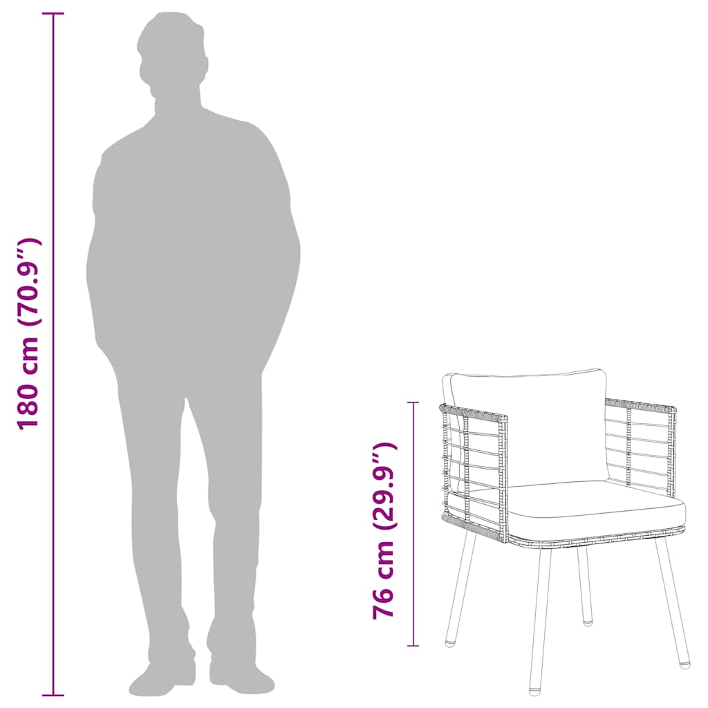 Tuinstoelen 2 st met kussens poly rattan naturel