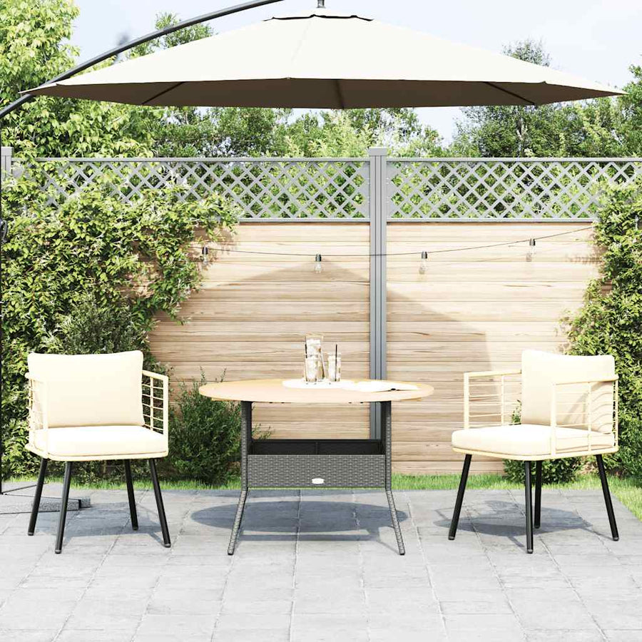 Tuinstoelen 2 st met kussens poly rattan naturel